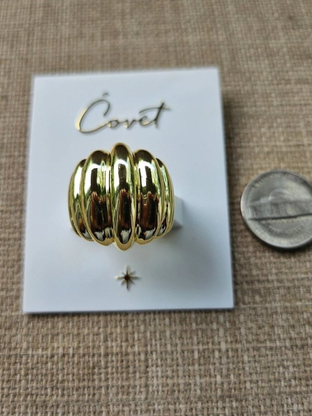 Covet Women Ring Gold Tone Fashion Jewelry Statement Ring Size 7 NWT - Picture 11 of 11